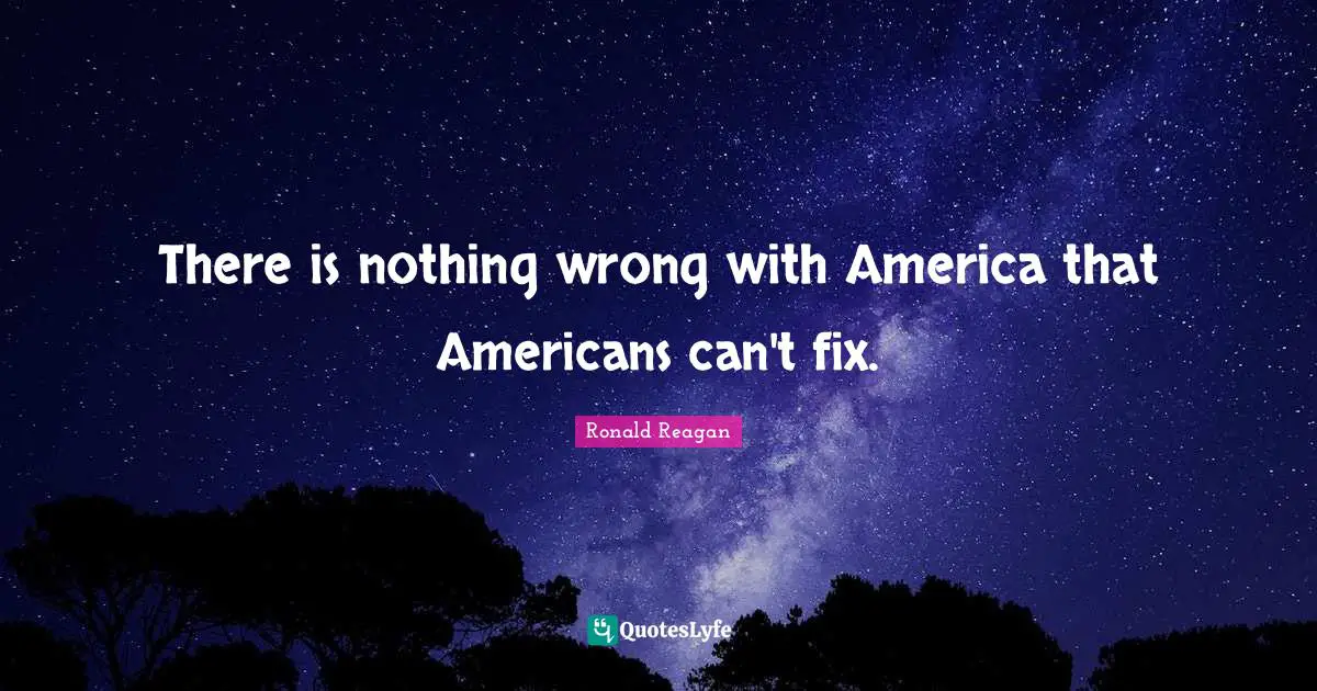 There is nothing wrong with America that Americans can't fix.