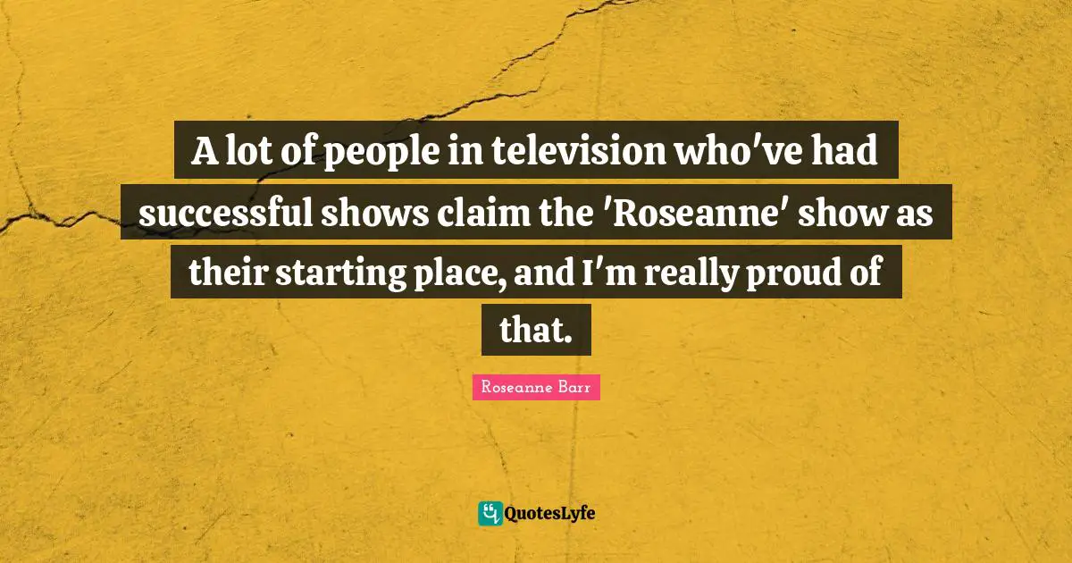 A lot of people in television who've had successful shows claim the 'Roseanne' show as their starting place, and I'm really proud of that.