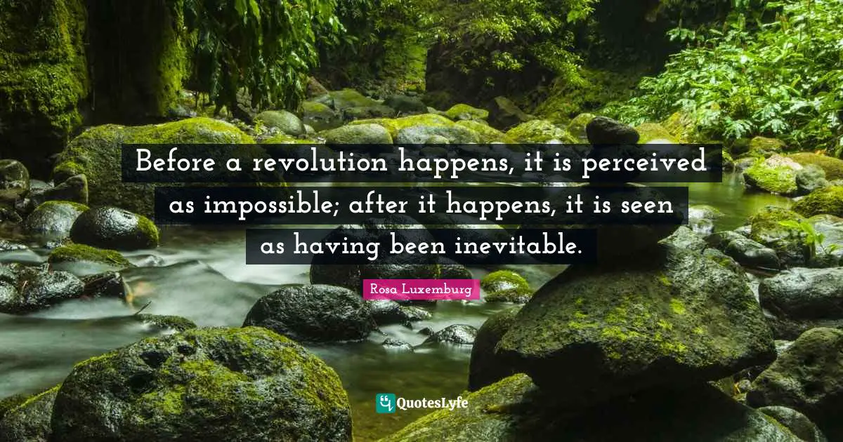 Impossible Quotes: "Before a revolution happens, it is perceived as impossible; after it happens, it is seen as having been inevitable."