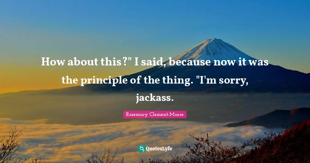 How about this?" I said, because now it was the principle of the thing. "I'm sorry, jackass.