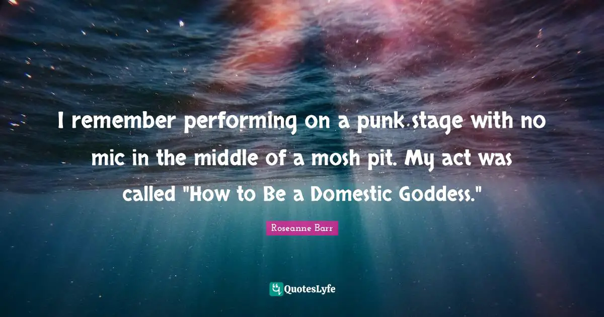 I remember performing on a punk stage with no mic in the middle of a mosh pit. My act was called "How to Be a Domestic Goddess."