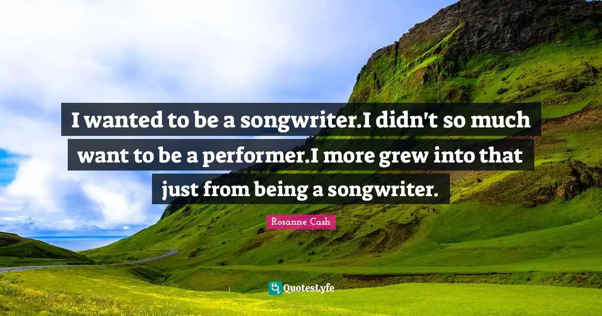 I wanted to be a songwriter.I didn't so much want to be a performer.I more grew into that just from being a songwriter.
