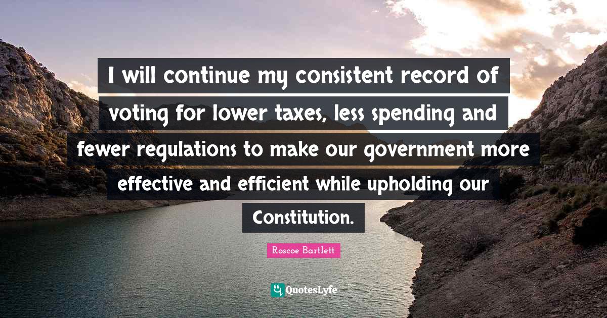 I will continue my consistent record of voting for lower taxes, less s