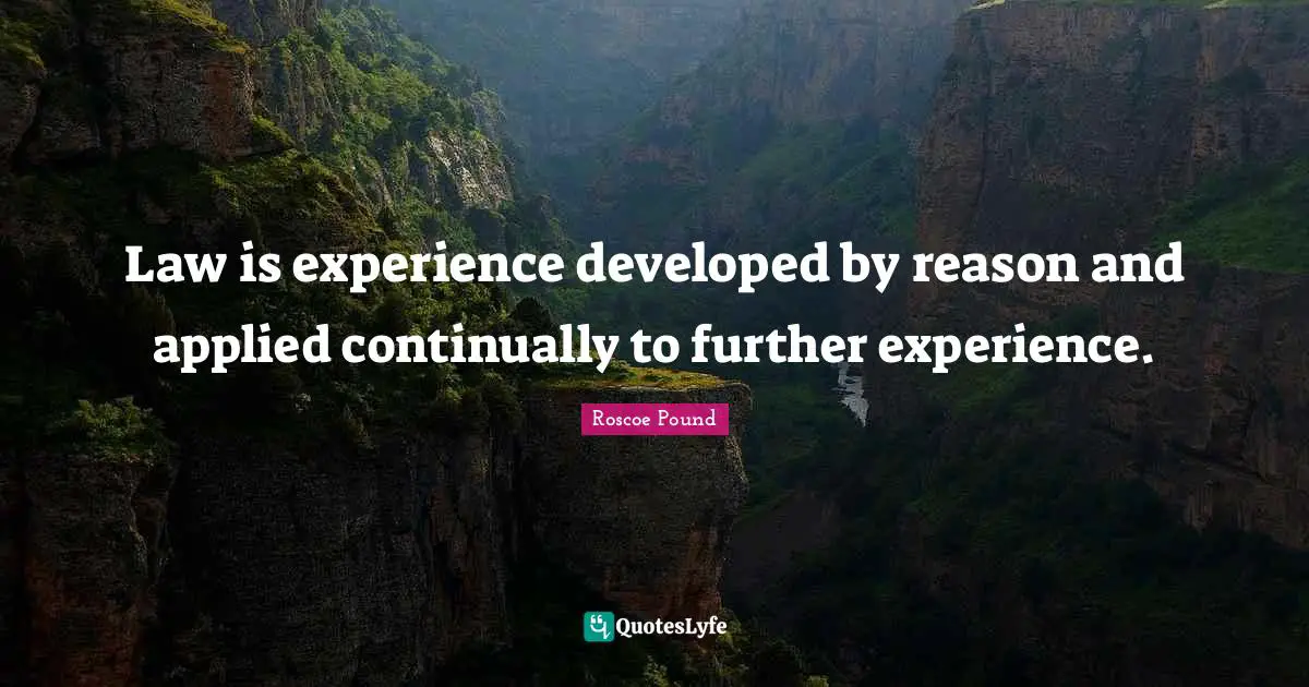Law is experience developed by reason and applied continually to further experience.