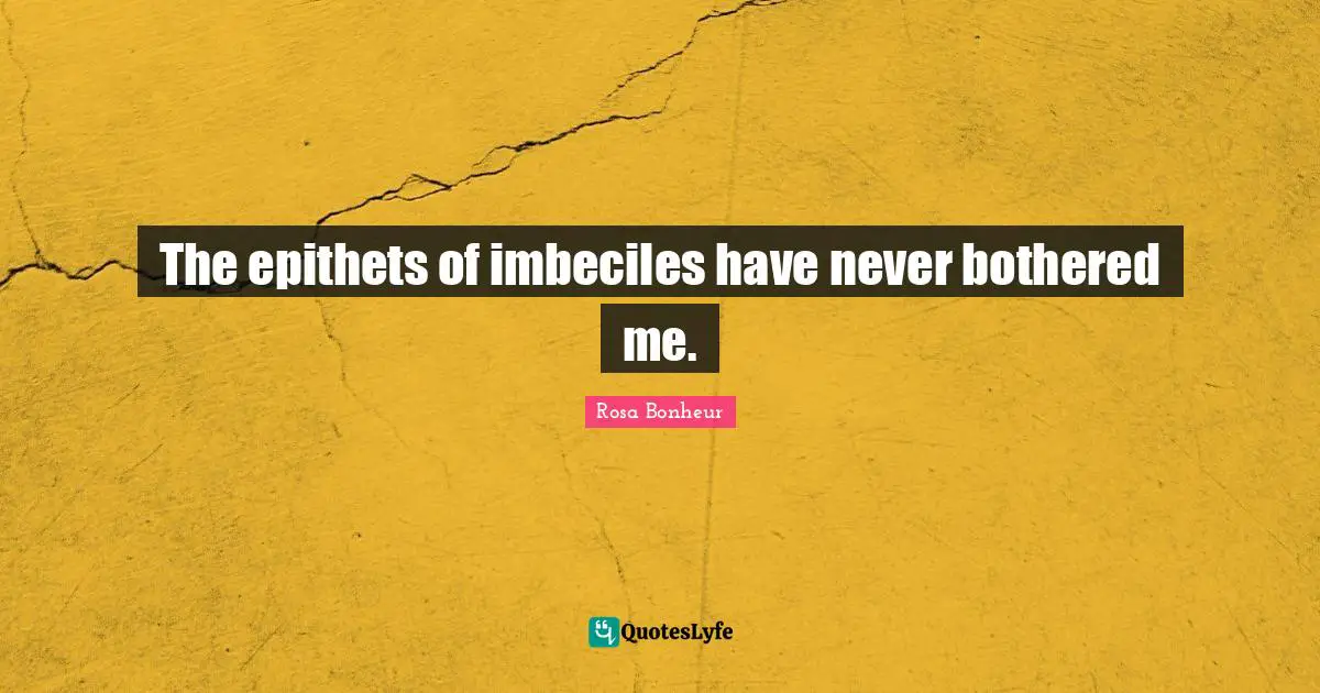 The epithets of imbeciles have never bothered me.