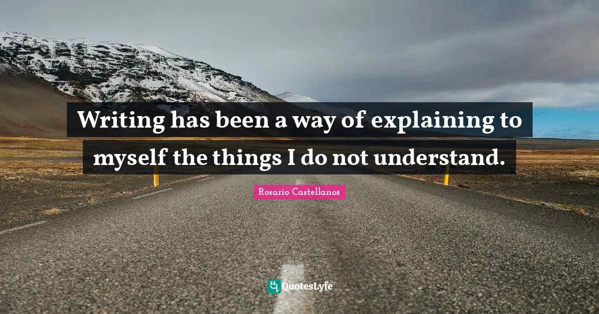 Writing has been a way of explaining to myself the things I do not understand.