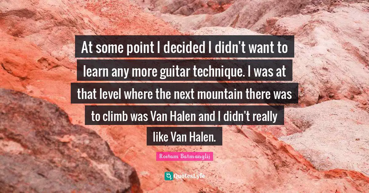 At some point I decided I didn't want to learn any more guitar technique. I was at that level where the next mountain there was to climb was Van Halen and I didn't really like Van Halen.