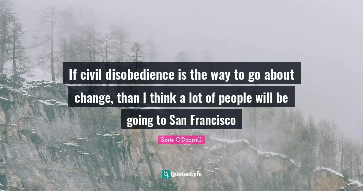 If civil disobedience is the way to go about change, than I think a lot of people will be going to San Francisco