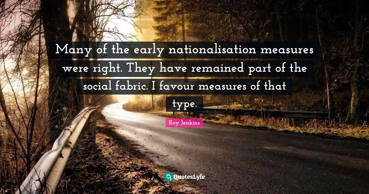 Many of the early nationalisation measures were right. They have remained part of the social fabric. I favour measures of that type.