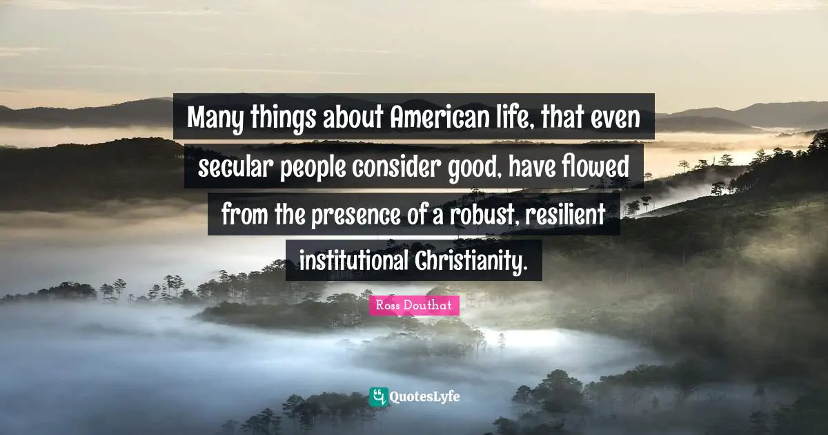 Many things about American life, that even secular people consider good, have flowed from the presence of a robust, resilient institutional Christianity.