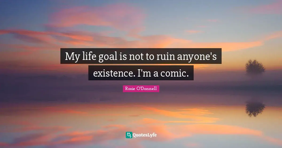 Rosie O'Donnell Quotes: "My life goal is not to ruin anyone's existence. I'm a comic."