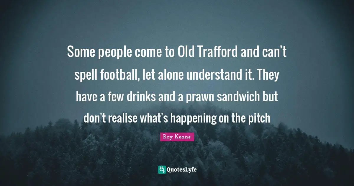 Some people come to Old Trafford and can't spell football, let alone understand it. They have a few drinks and a prawn sandwich but don't realise what's happening on the pitch