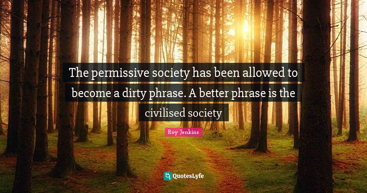 The permissive society has been allowed to become a dirty phrase. A better phrase is the civilised society