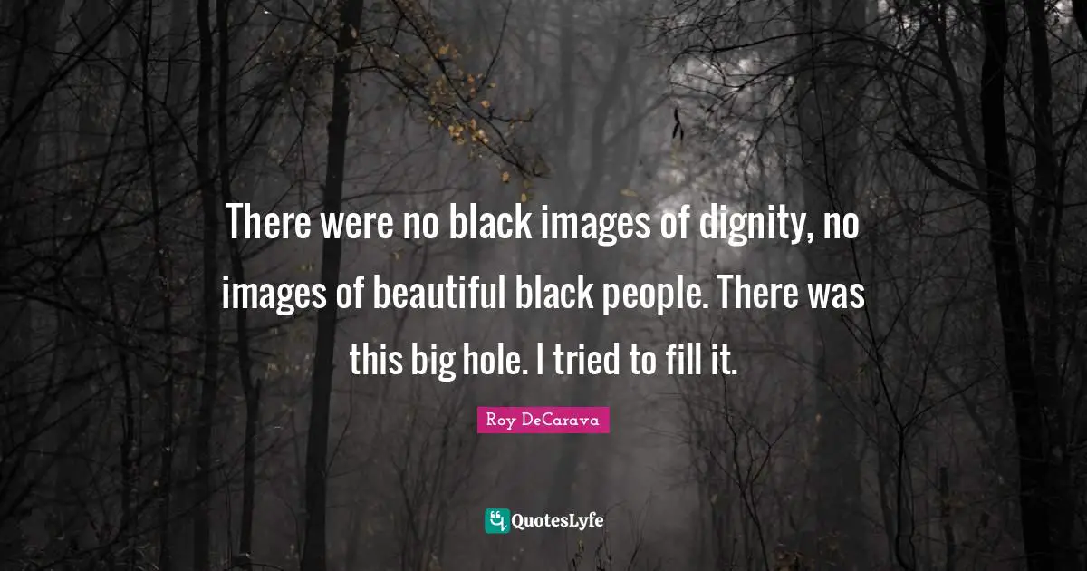 Black People Quotes: "There were no black images of dignity, no images of beautiful black people. There was this big hole. I tried to fill it."