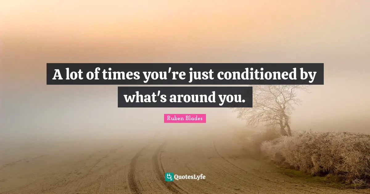 A lot of times you're just conditioned by what's around you.