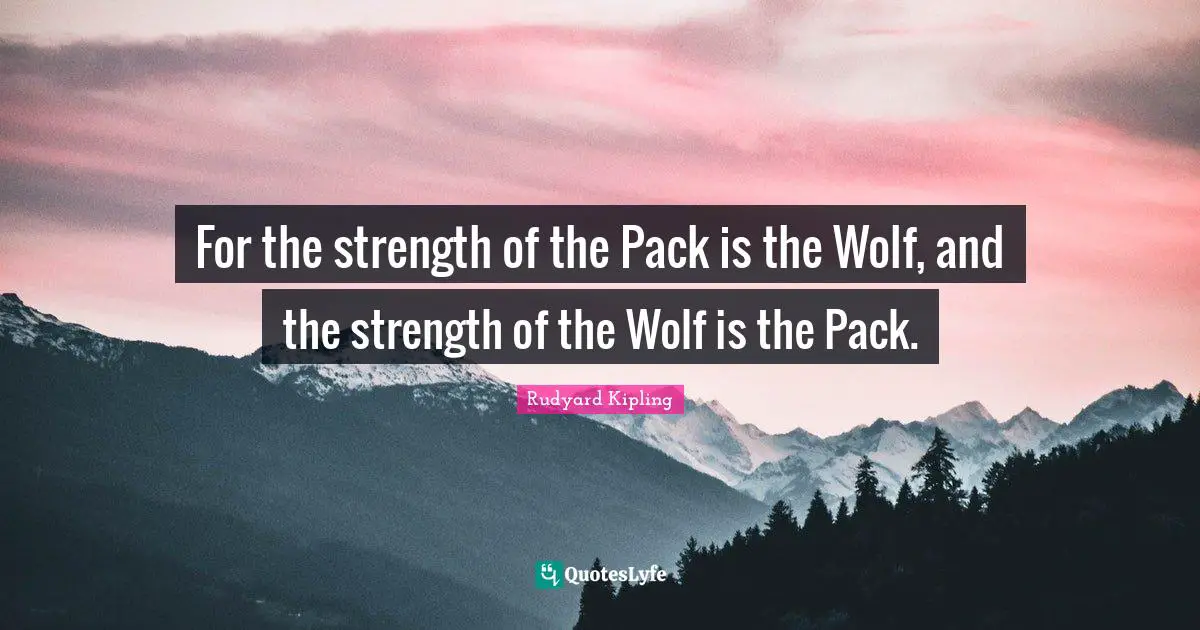 For the strength of the Pack is the Wolf, and the strength of the Wolf is the Pack.