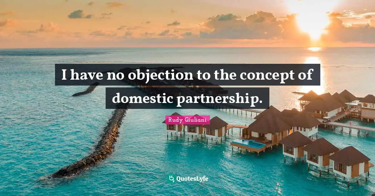 I have no objection to the concept of domestic partnership.