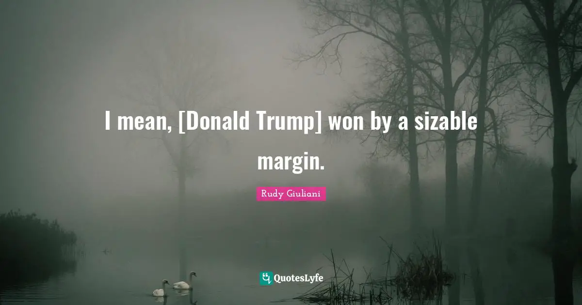 I mean, [Donald Trump] won by a sizable margin.