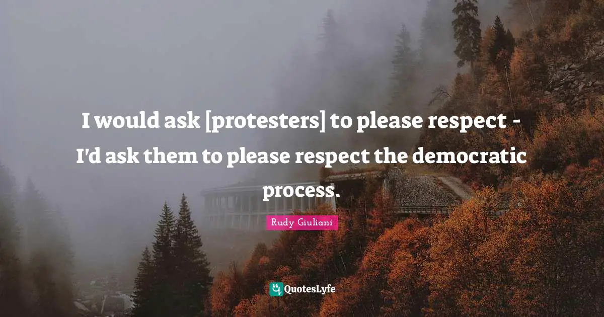 I would ask [protesters] to please respect - I'd ask them to please respect the democratic process.