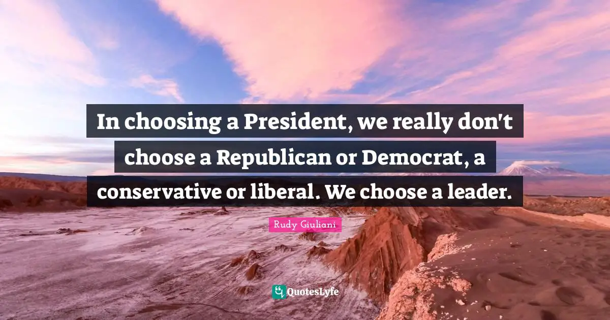 In choosing a President, we really don't choose a Republican or Democrat, a conservative or liberal. We choose a leader.