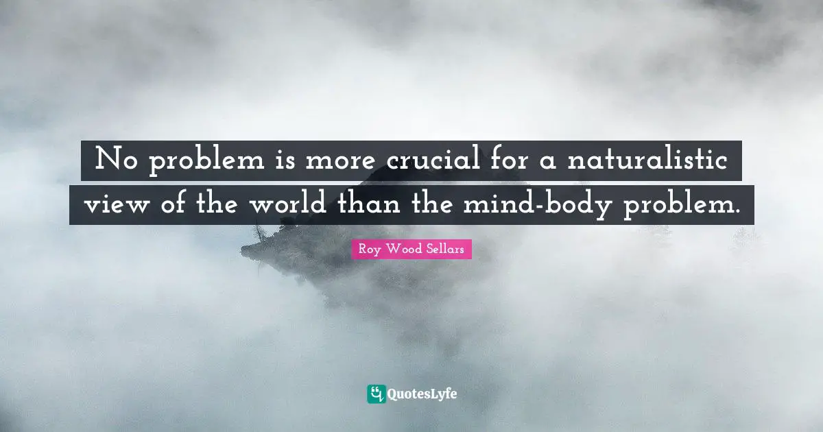 No problem is more crucial for a naturalistic view of the world than the mind-body problem.