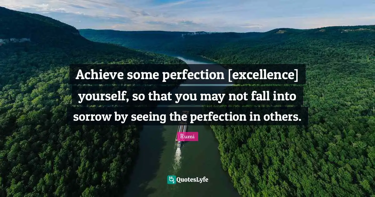 Achieve some perfection [excellence] yourself, so that you may not fall into sorrow by seeing the perfection in others.
