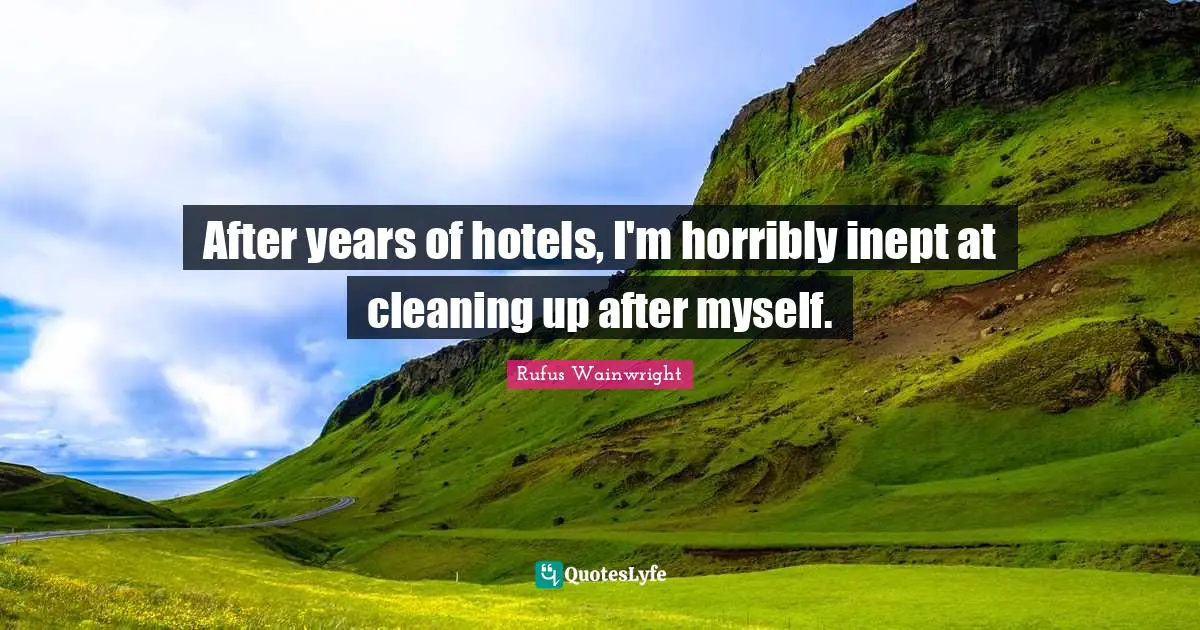 Rufus Wainwright Quotes: "After years of hotels, I'm horribly inept at cleaning up after myself."