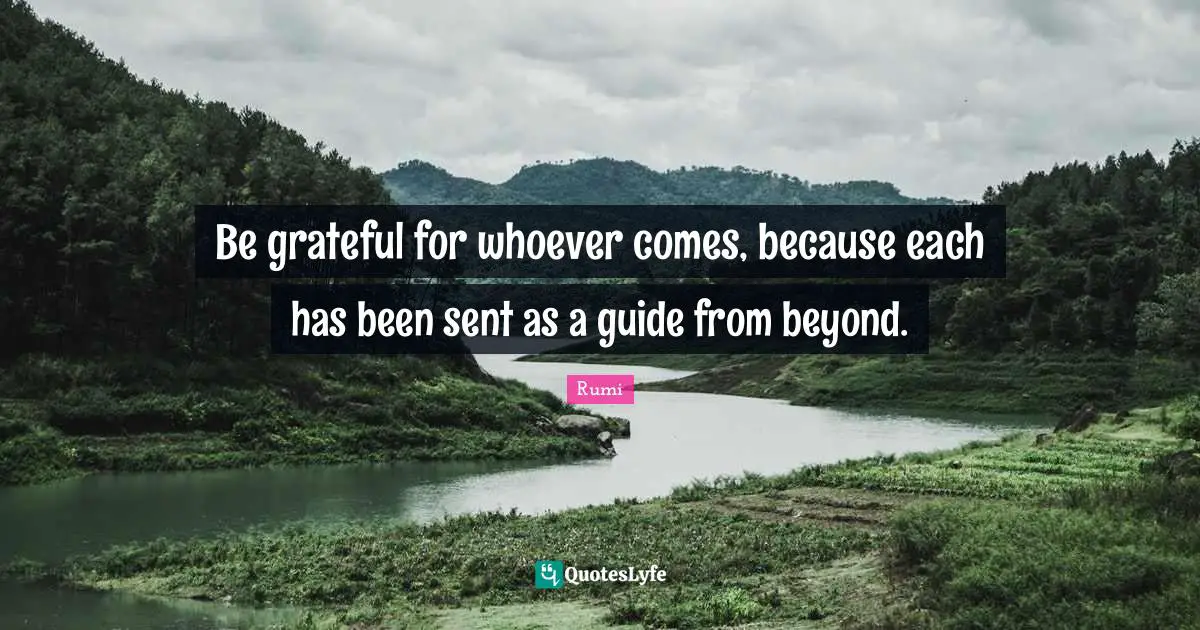 Be grateful for whoever comes, because each has been sent as a guide from beyond.