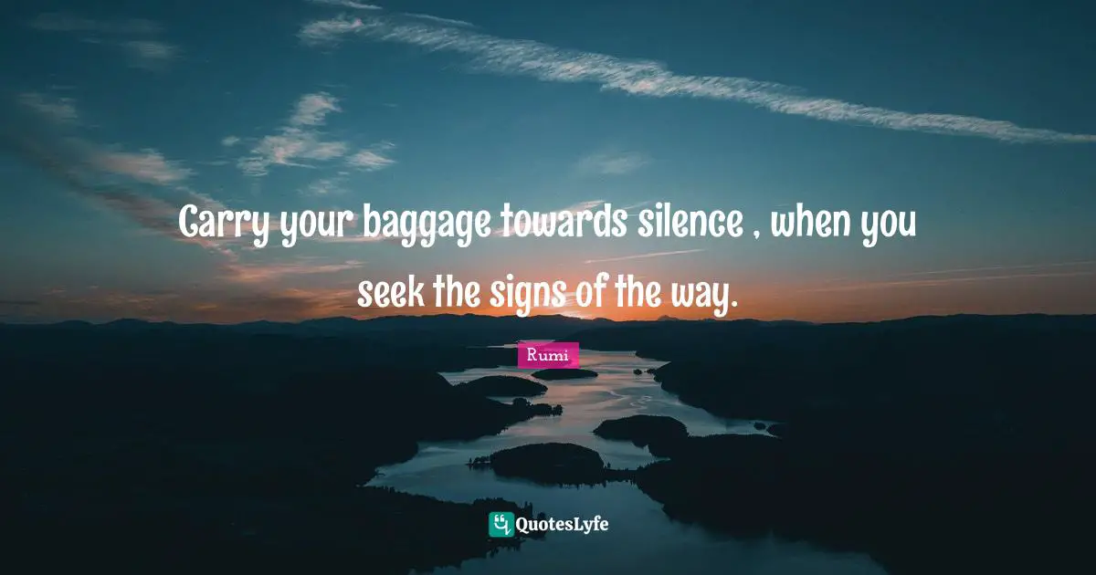 Baggage Quotes: "Carry your baggage towards silence , when you seek the signs of the way."
