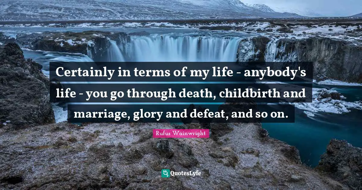 Certainly in terms of my life - anybody's life - you go through death, childbirth and marriage, glory and defeat, and so on.