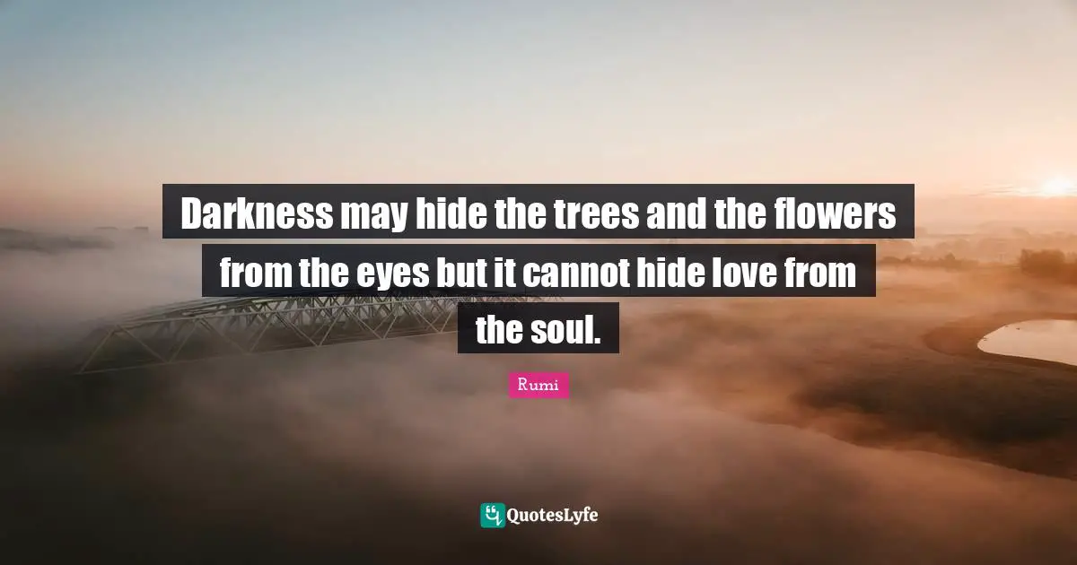 Darkness may hide the trees and the flowers from the eyes but it cannot hide love from the soul.