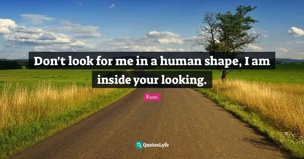 Don't look for me in a human shape, I am inside your looking.