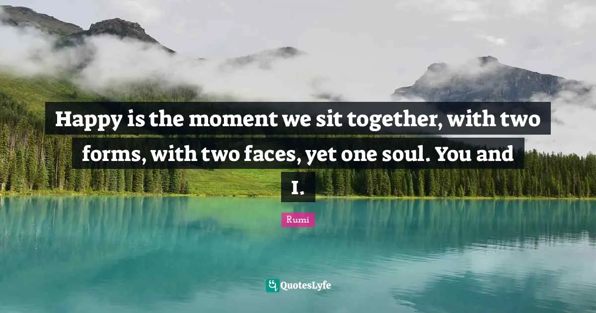 Together Quotes: "Happy is the moment we sit together, with two forms, with two faces, yet one soul. You and I."