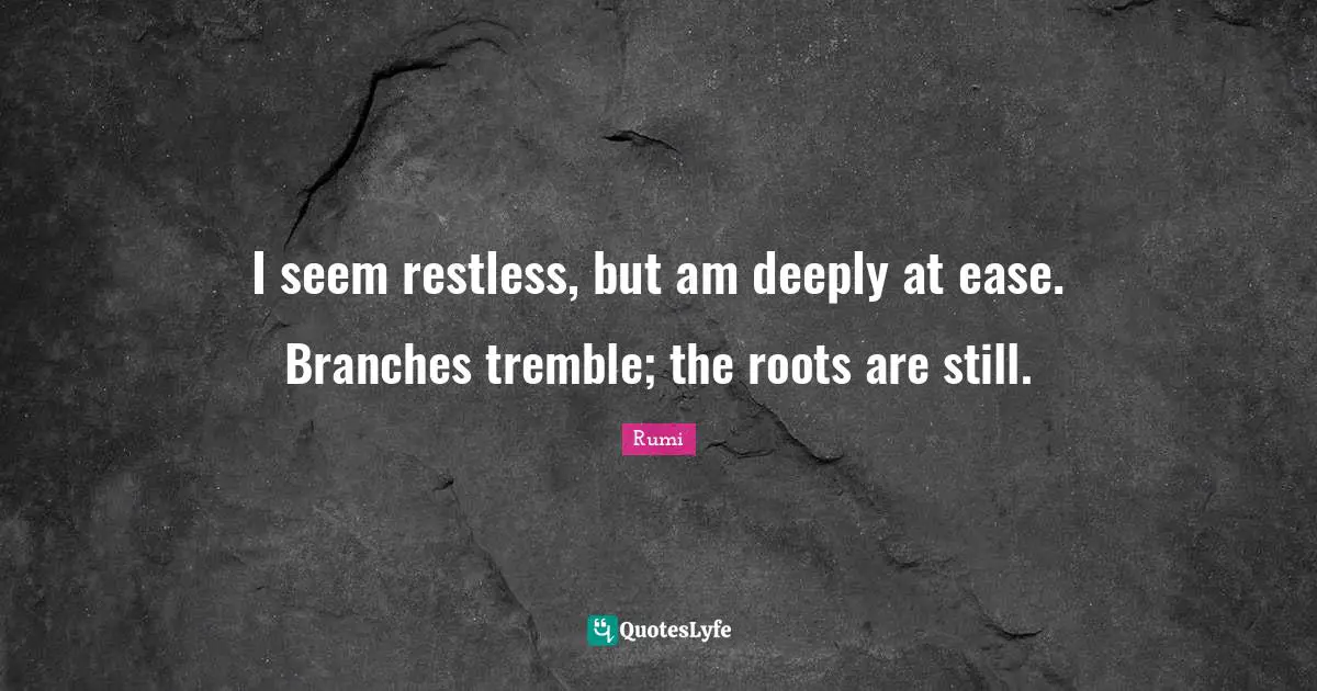 I seem restless, but am deeply at ease. Branches tremble; the roots are still.
