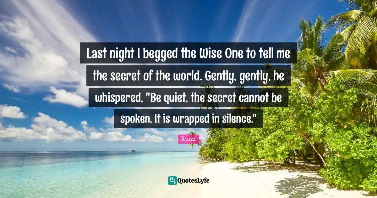 Night Quotes: "Last night I begged the Wise One to tell me the secret of the world. Gently, gently, he whispered, "Be quiet, the secret cannot be spoken, It is wrapped in silence.""