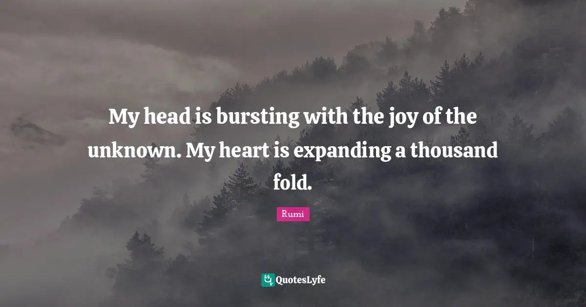 My head is bursting with the joy of the unknown. My heart is expanding a thousand fold.