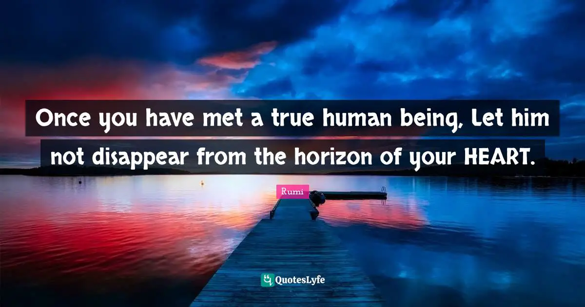 Once you have met a true human being, Let him not disappear from the horizon of your HEART.