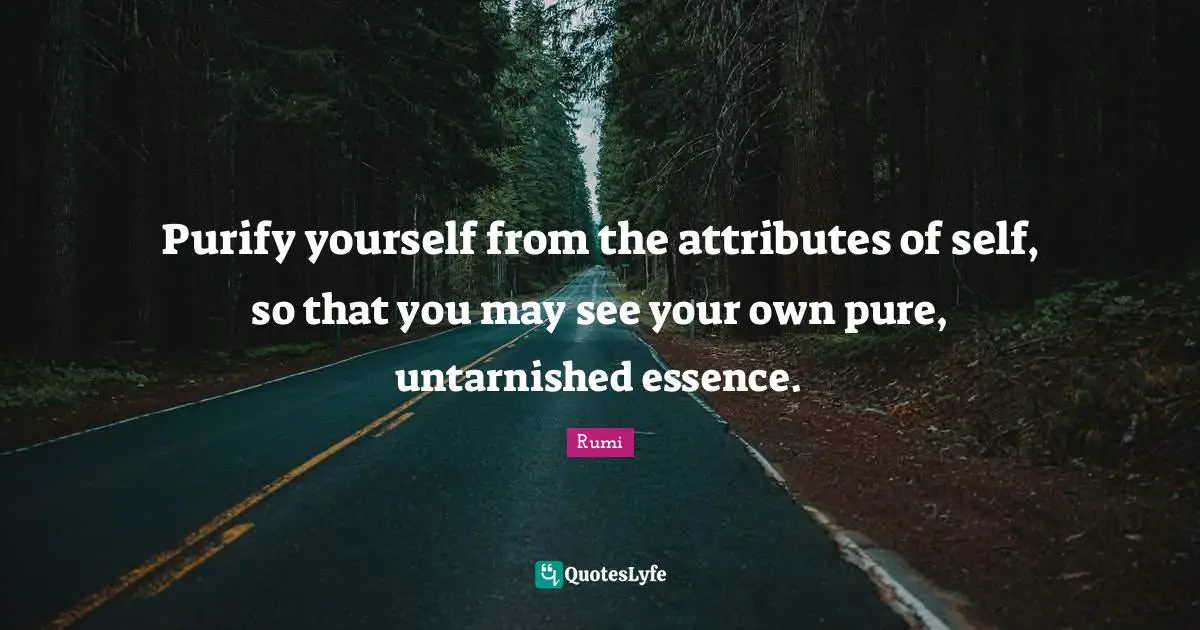 Purify yourself from the attributes of self, so that you may see your own pure, untarnished essence.