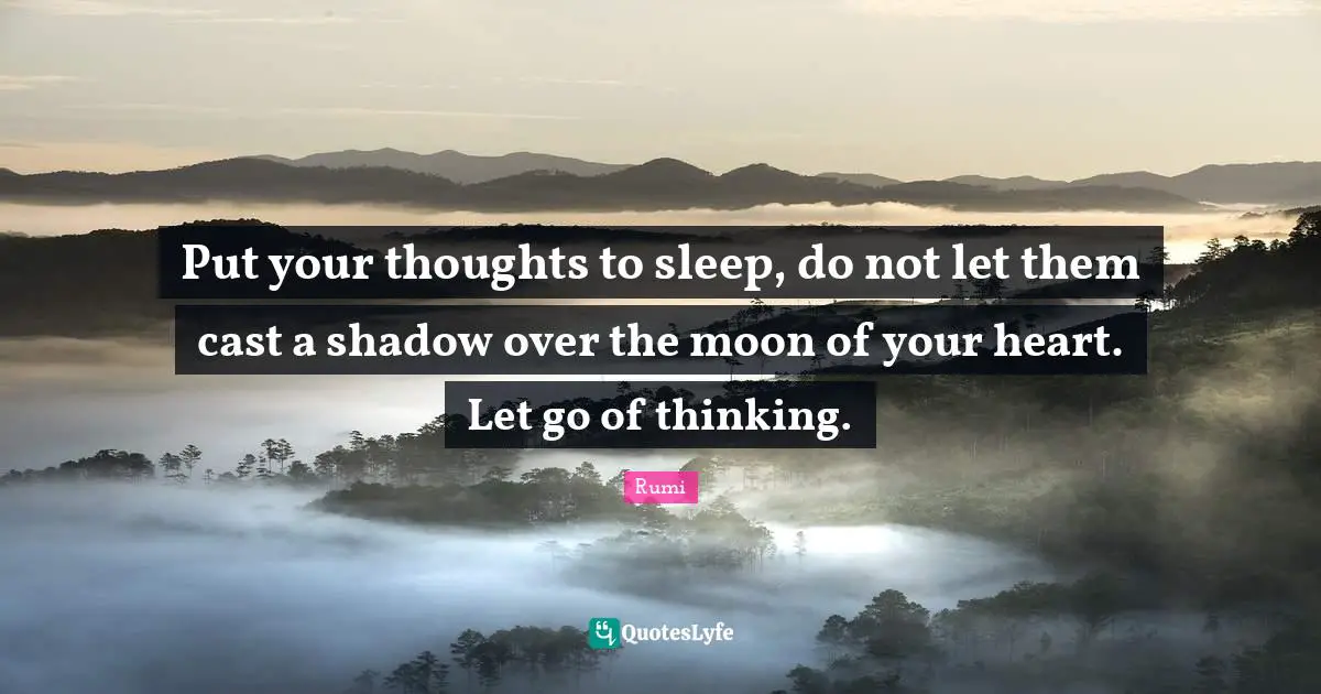 Put your thoughts to sleep, do not let them cast a shadow over the moon of your heart. Let go of thinking.