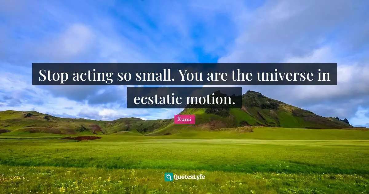Ecstatic Quotes: "Stop acting so small. You are the universe in ecstatic motion."