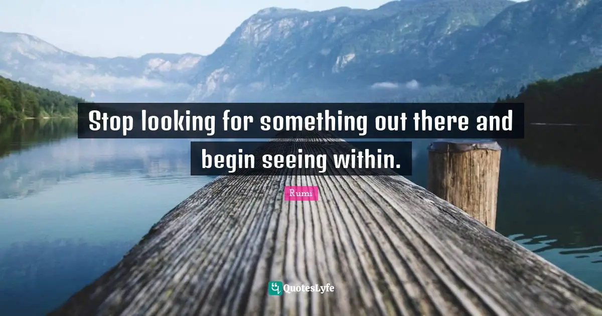 Stop looking for something out there and begin seeing within.