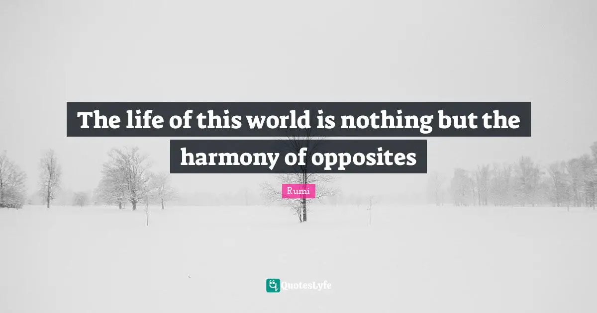 The life of this world is nothing but the harmony of opposites