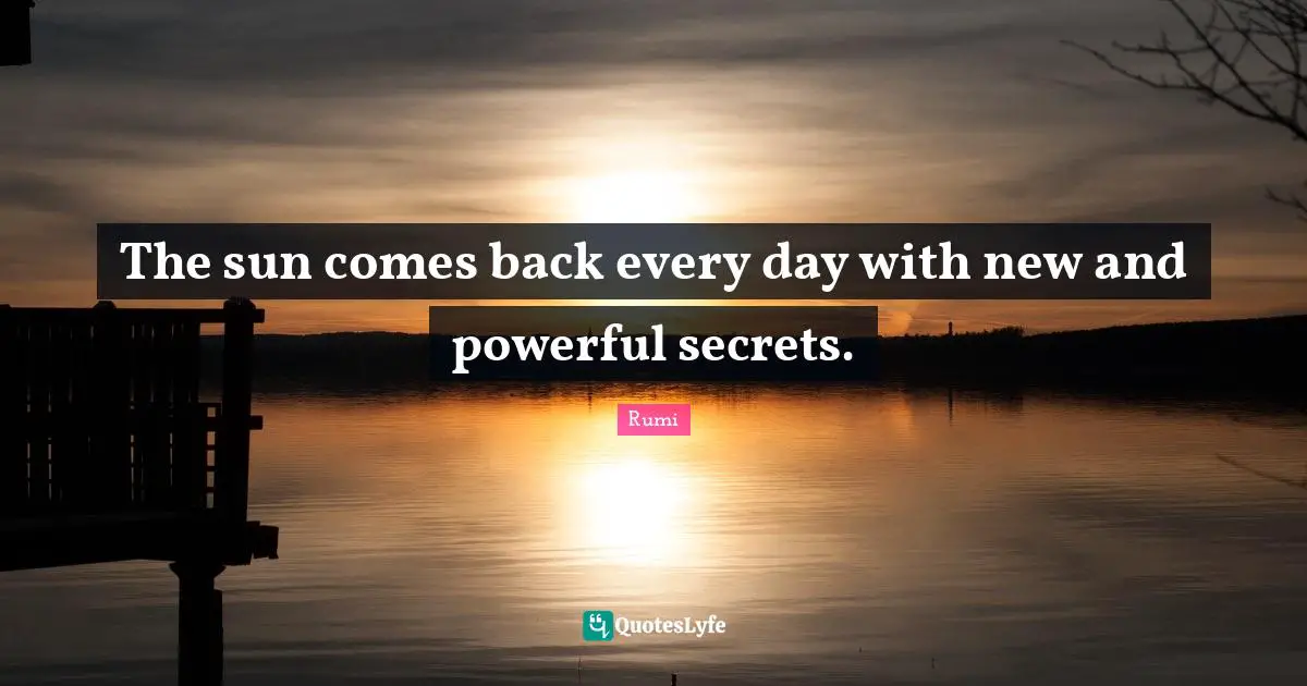 The sun comes back every day with new and powerful secrets.