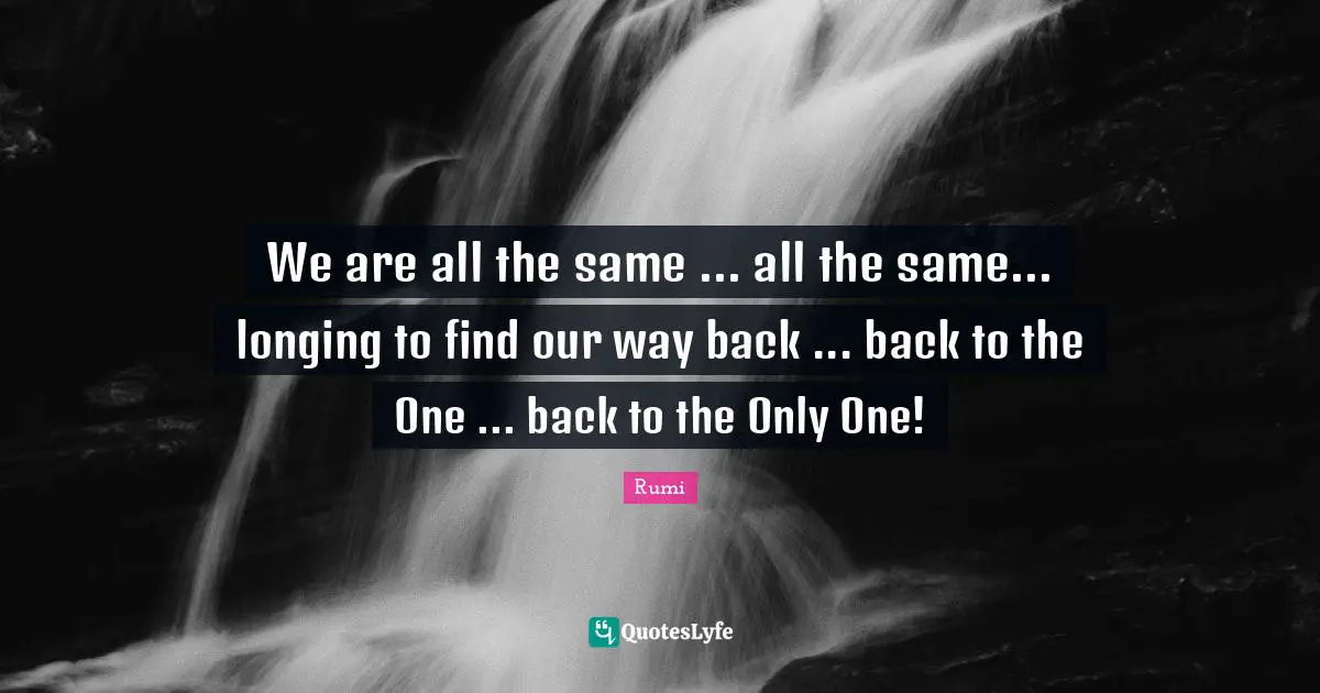 We are all the same ... all the same... longing to find our way back ... back to the One ... back to the Only One!