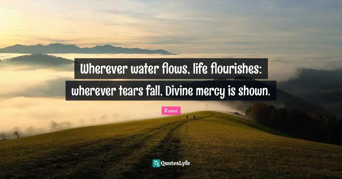 Wherever water flows, life flourishes: wherever tears fall, Divine mercy is shown.