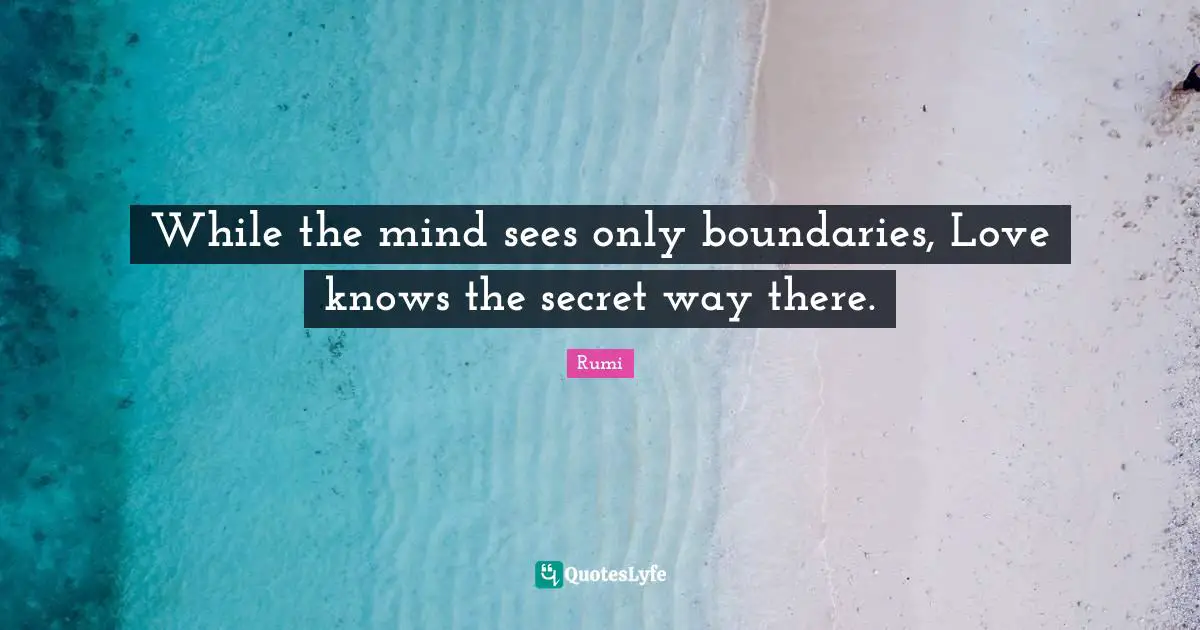 Rumi Quotes: "While the mind sees only boundaries, Love knows the secret way there."