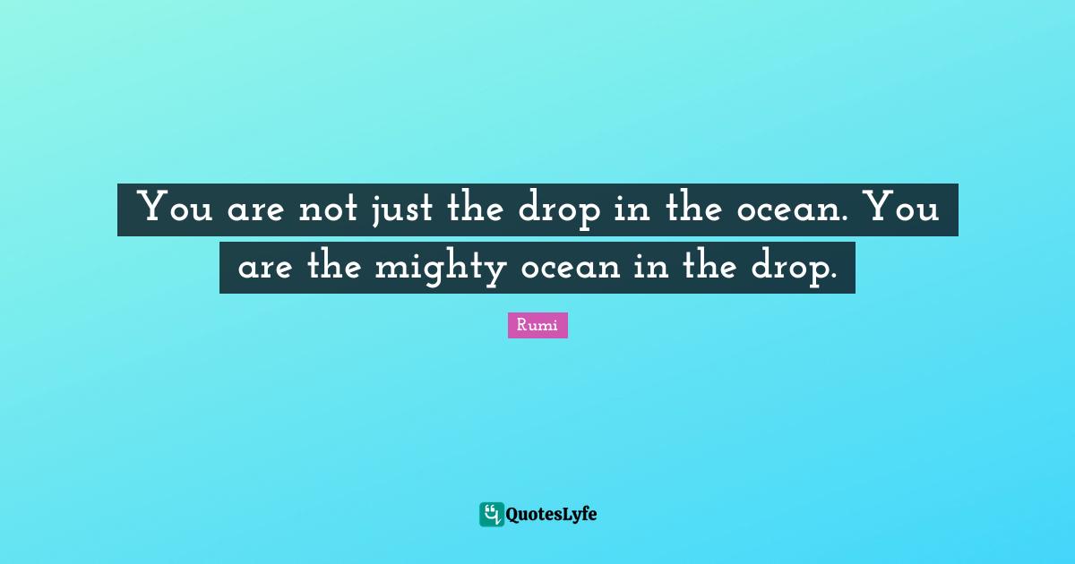 You are not just the drop in the ocean. You are the mighty ocean in the drop.