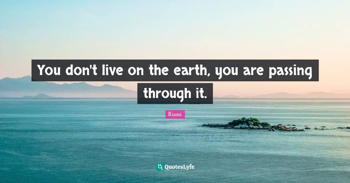 Rumi Quotes: "You don't live on the earth, you are passing through it."