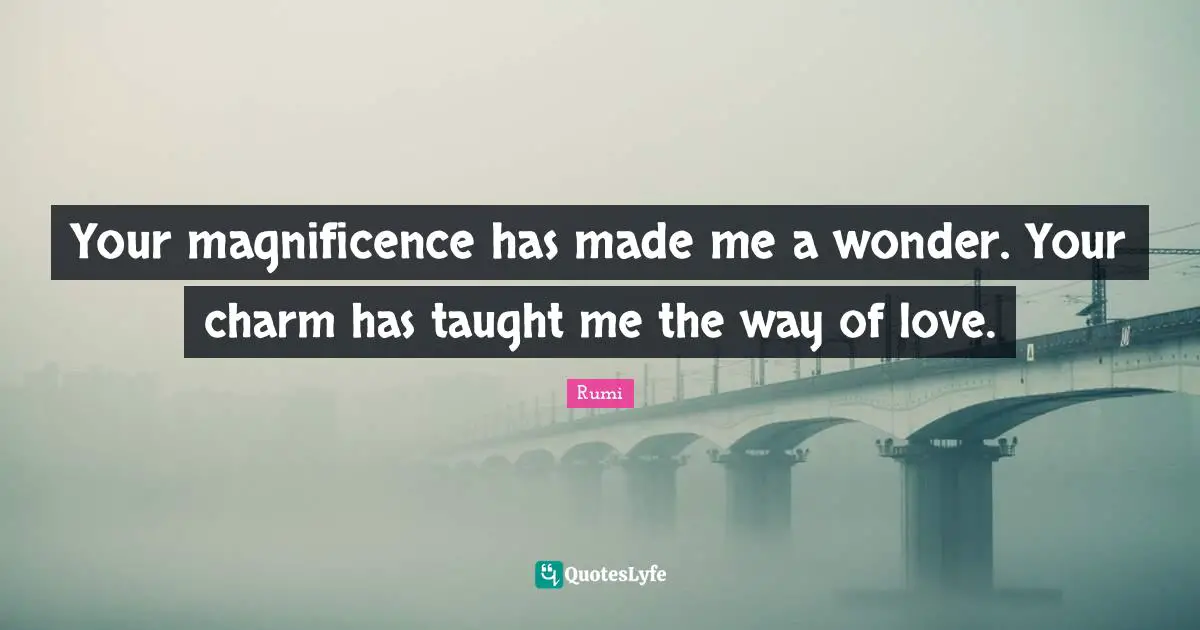 Your magnificence has made me a wonder. Your charm has taught me the way of love.