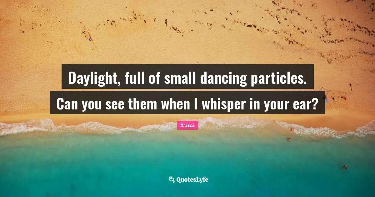 Daylight, full of small dancing particles. Can you see them when I whisper in your ear?